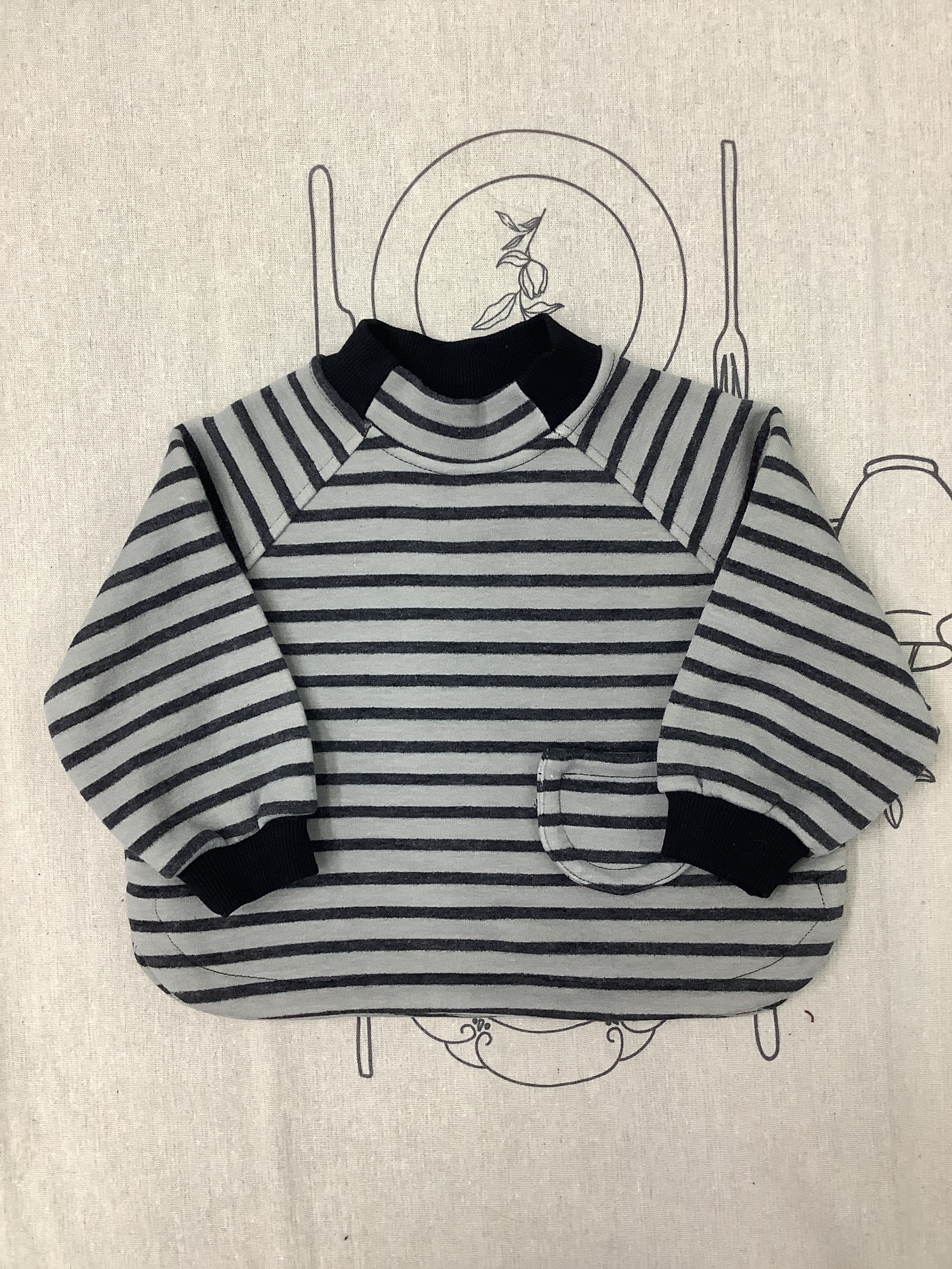 A03763黑灰條紋口袋上衣