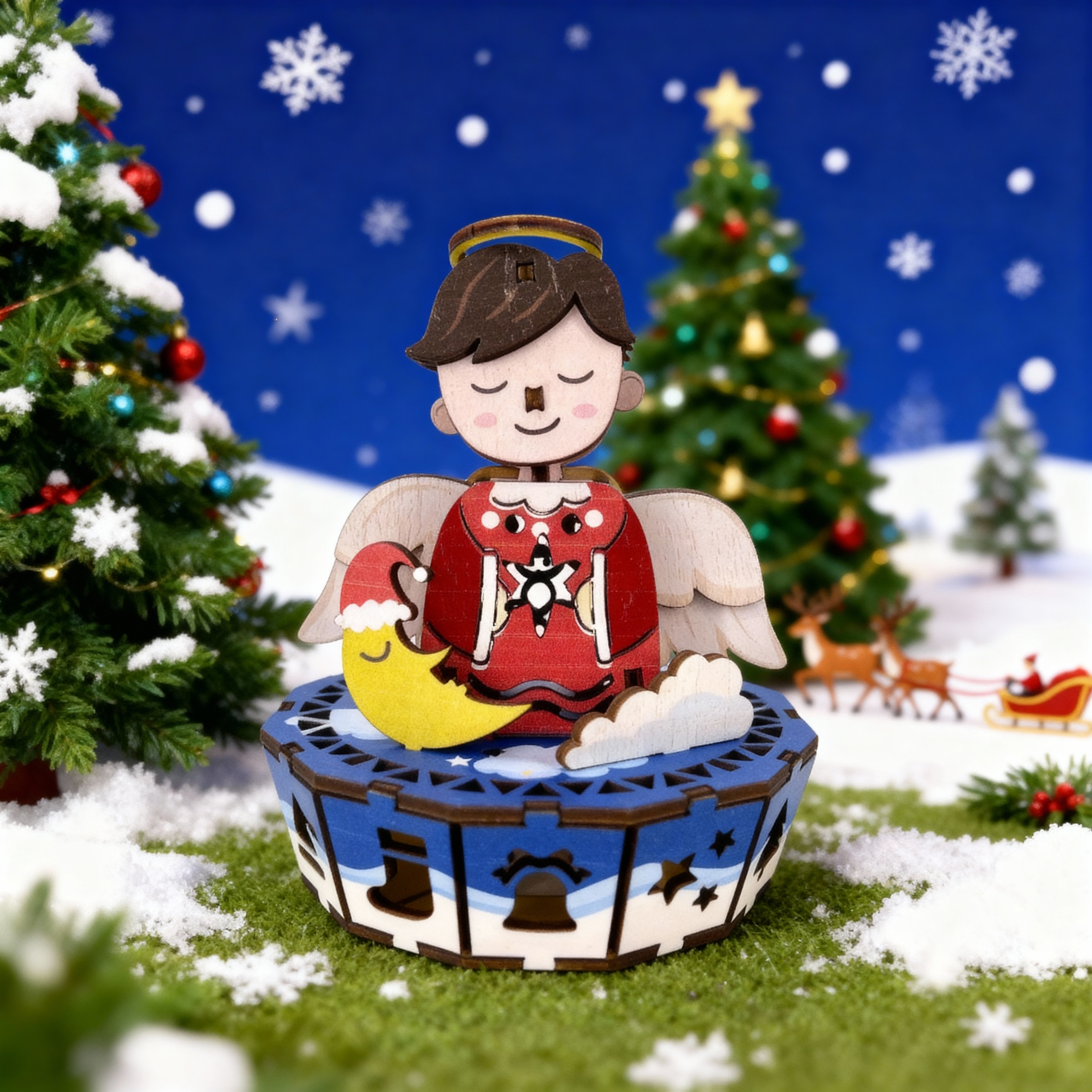 Team Green 3D Plywood Puzzle - Christmas Moodlight Look Up Angel