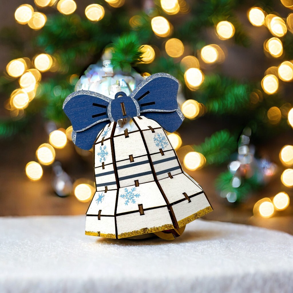 Team Green 3D Plywood Puzzle - Christmas Bell Blue