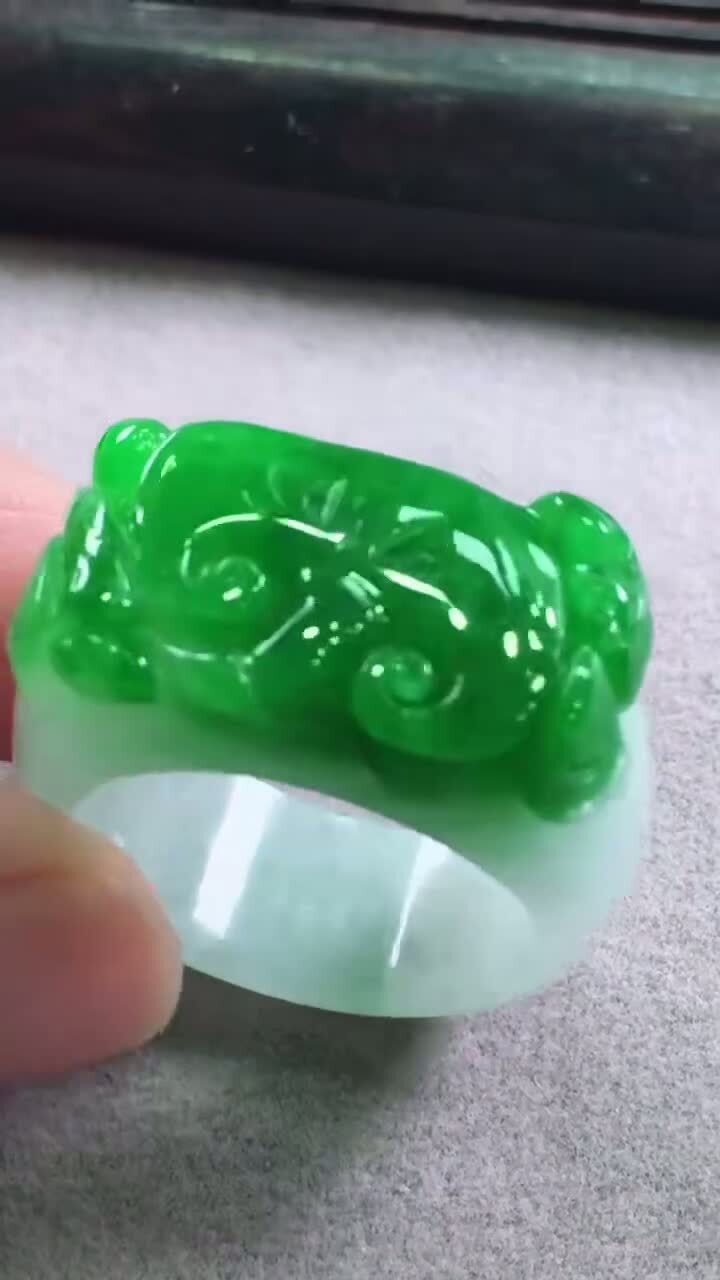 翡翠扳指,天然翡翠A玉, 緬甸玉, Jade, Jadeite