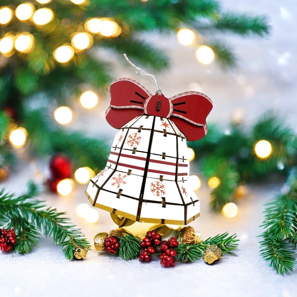 Team Green 3D Plywood Puzzle - Christmas Bell Red
