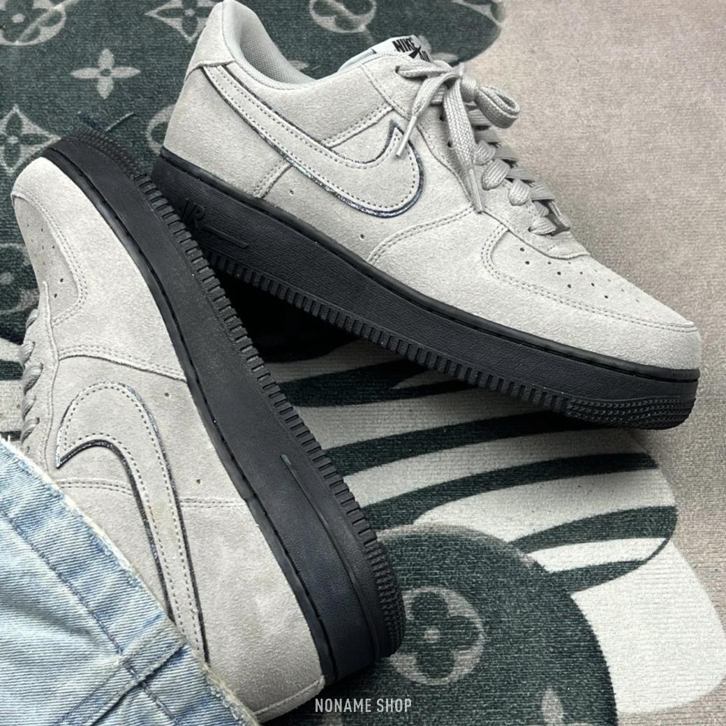 NIKE AIR FORCE 1 '07 復古 麂皮 黑底 羊毛灰 低筒 (男款)