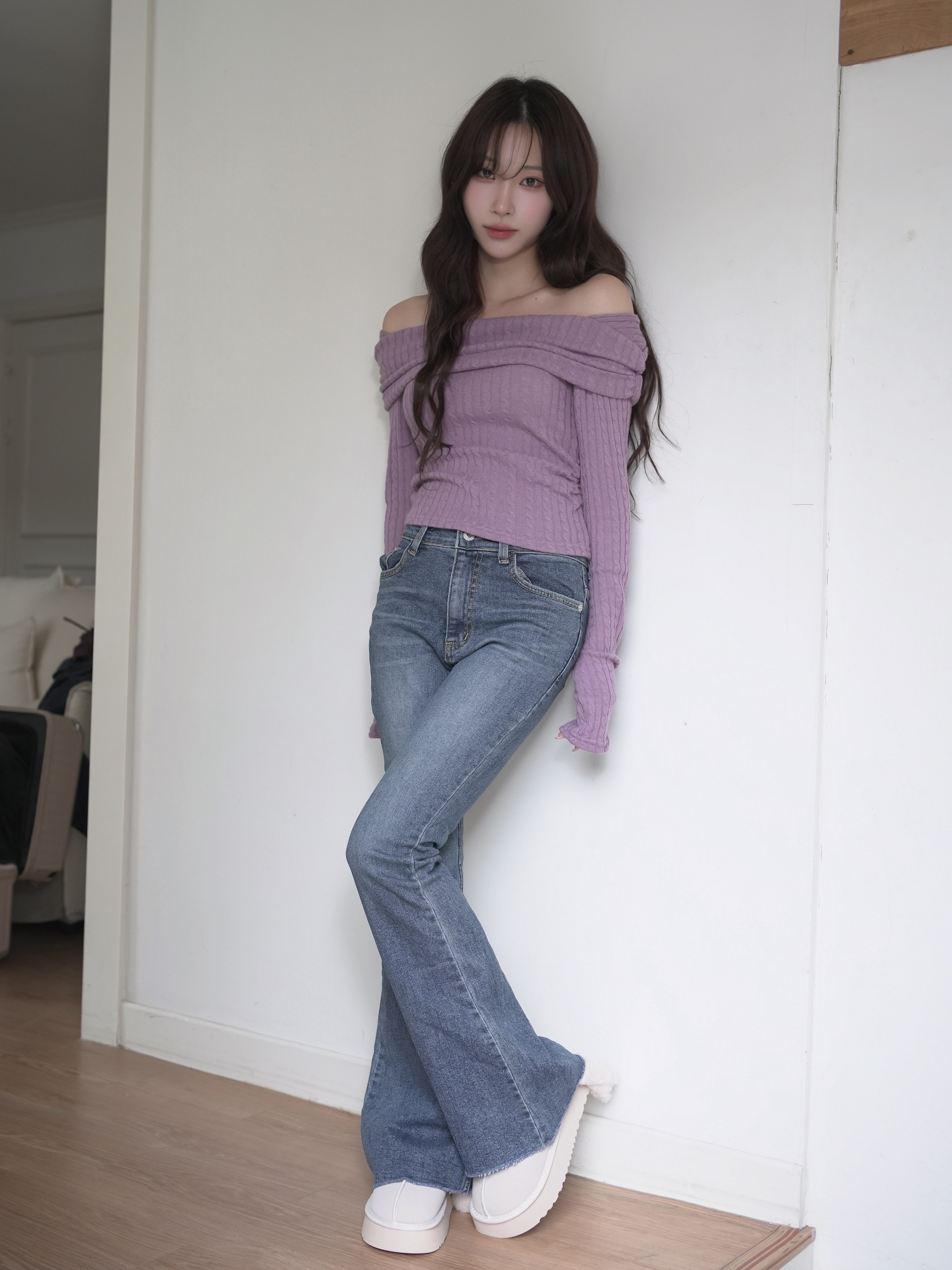 冬日羊毛顯瘦喇叭褲