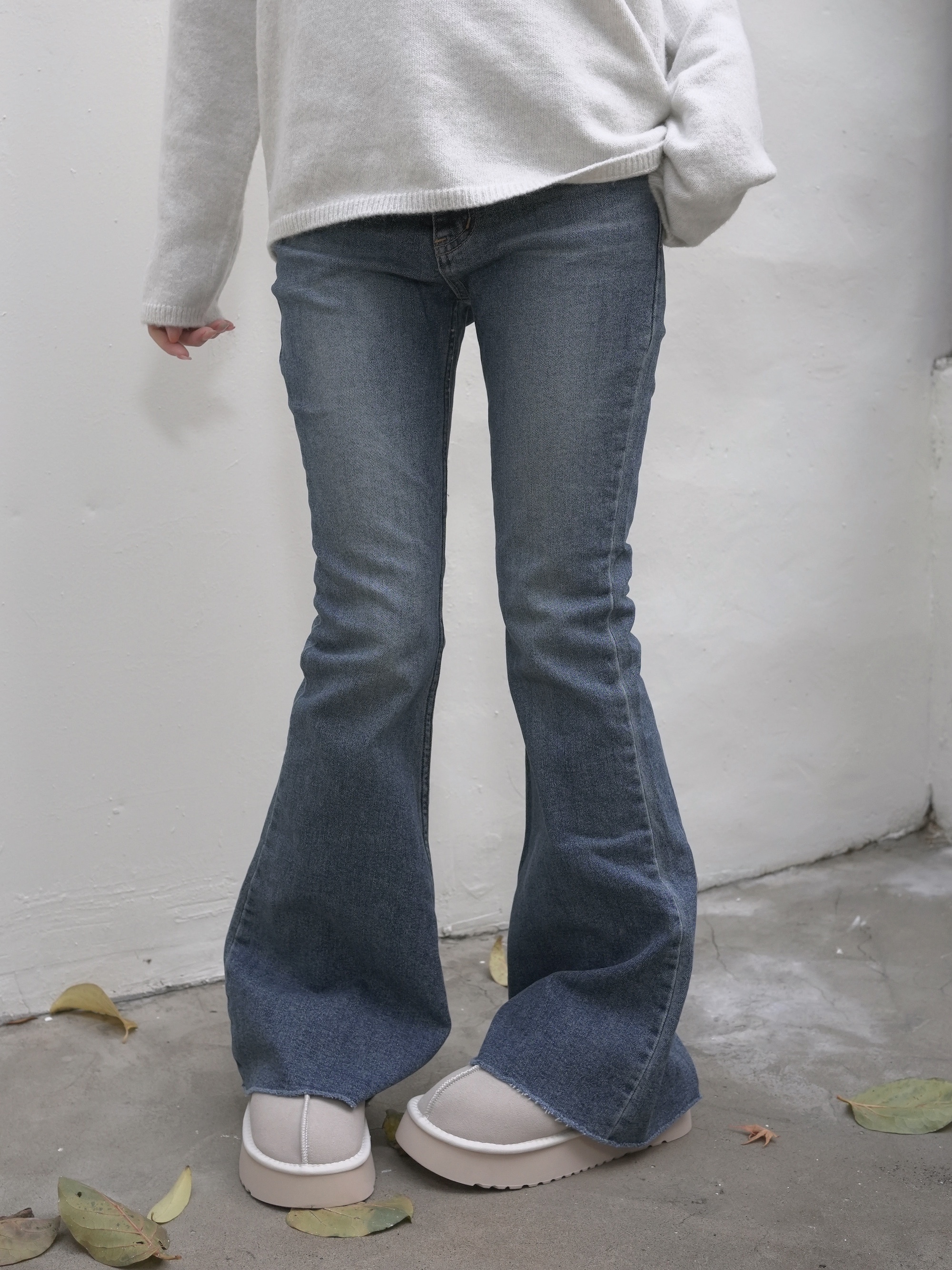 冬日羊毛顯瘦喇叭褲