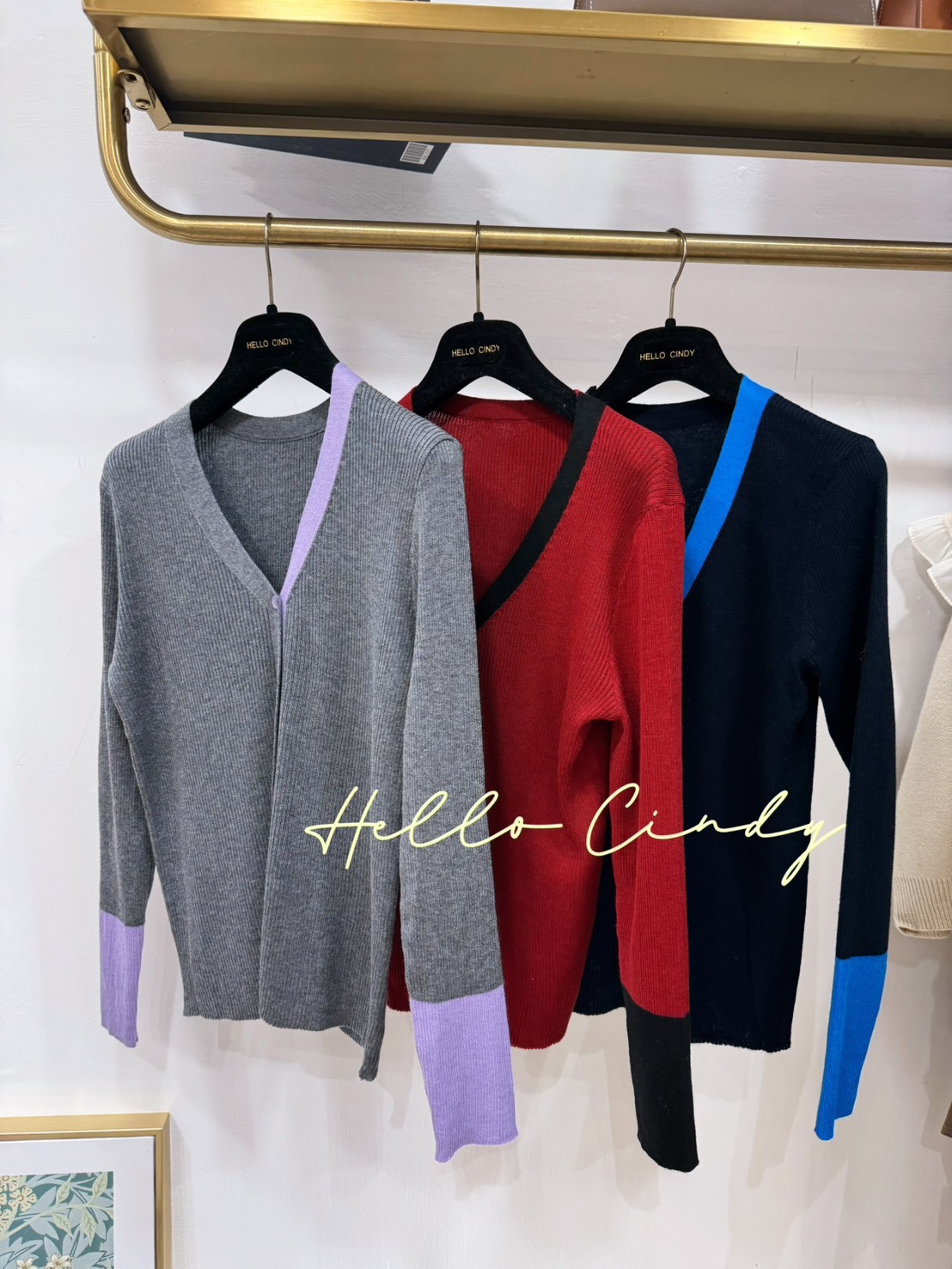 B12037 顯瘦優雅感撞色V領針織小外套