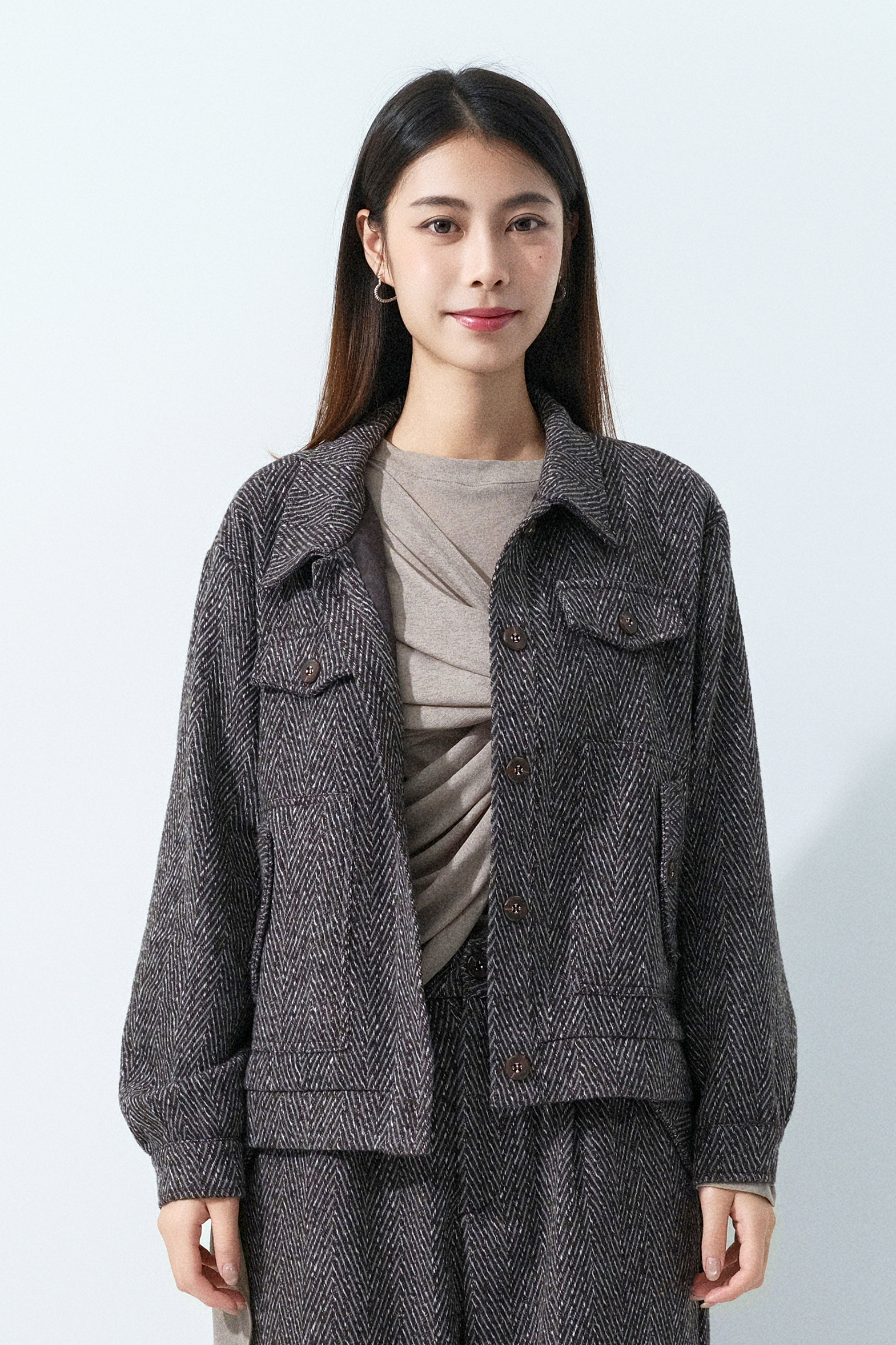 混色人字絨外套（預購產品）