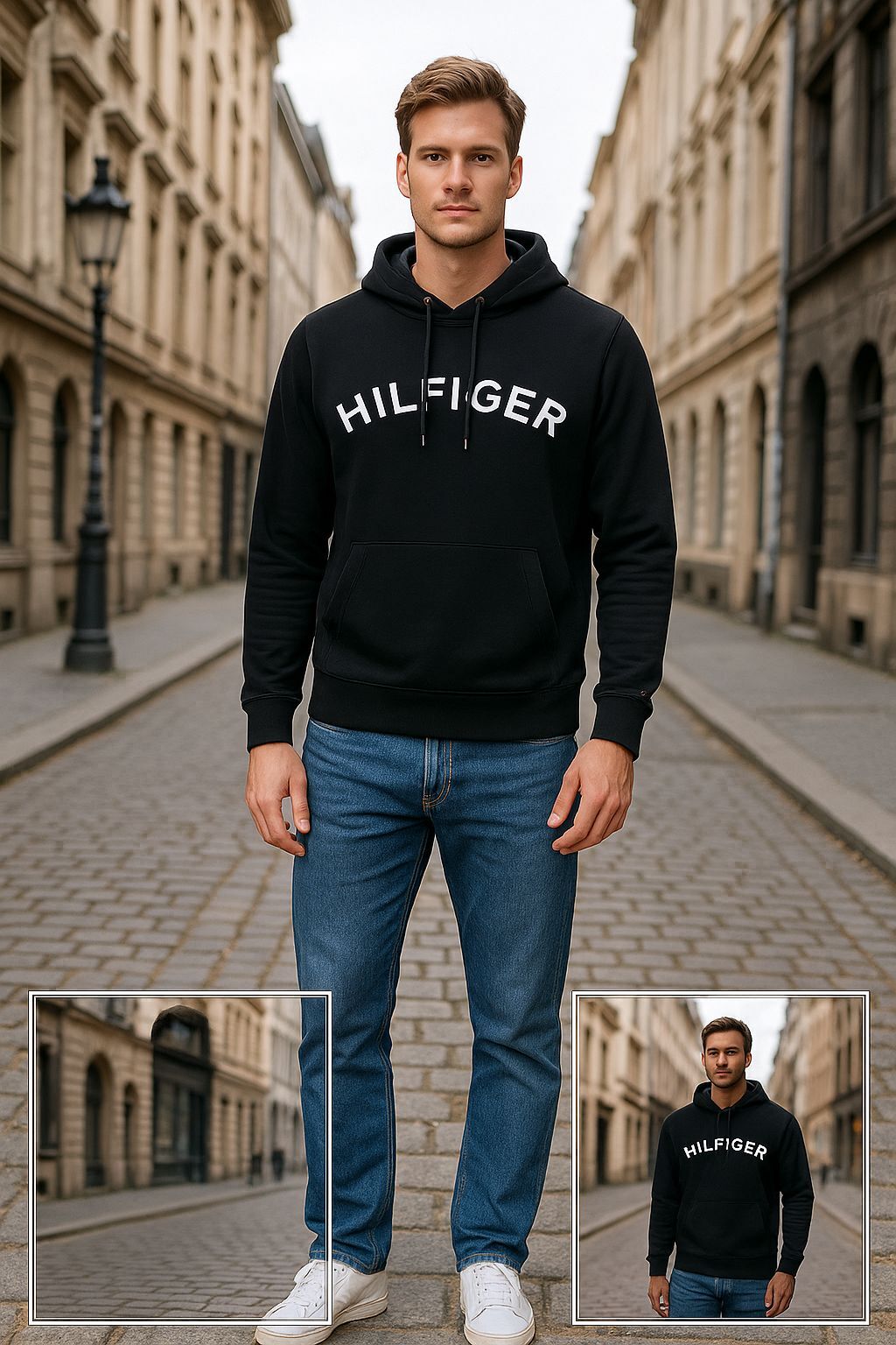 【預購】Q120212 TOMMY HILFIGER 男士刺繡拱形徽章套頭連帽衫