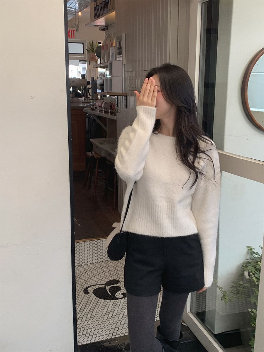 韓國Cherrykoko授權 冬日情調柔軟簡約圓領針織上衣