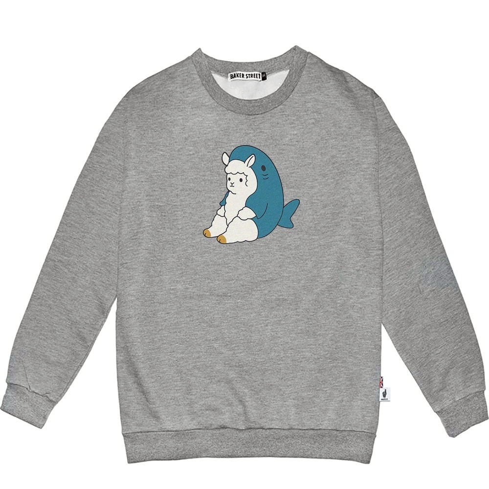 Mofupaca羊駝鯊魚 高磅數長袖圓T