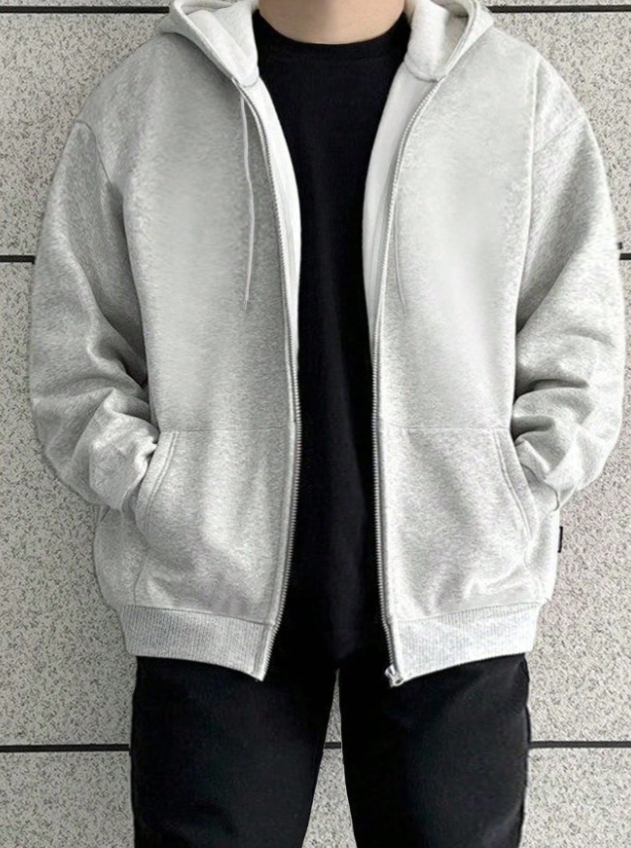 KADMAX大尺碼-男士灰色簡約寬版外套〈KSMS2678〉