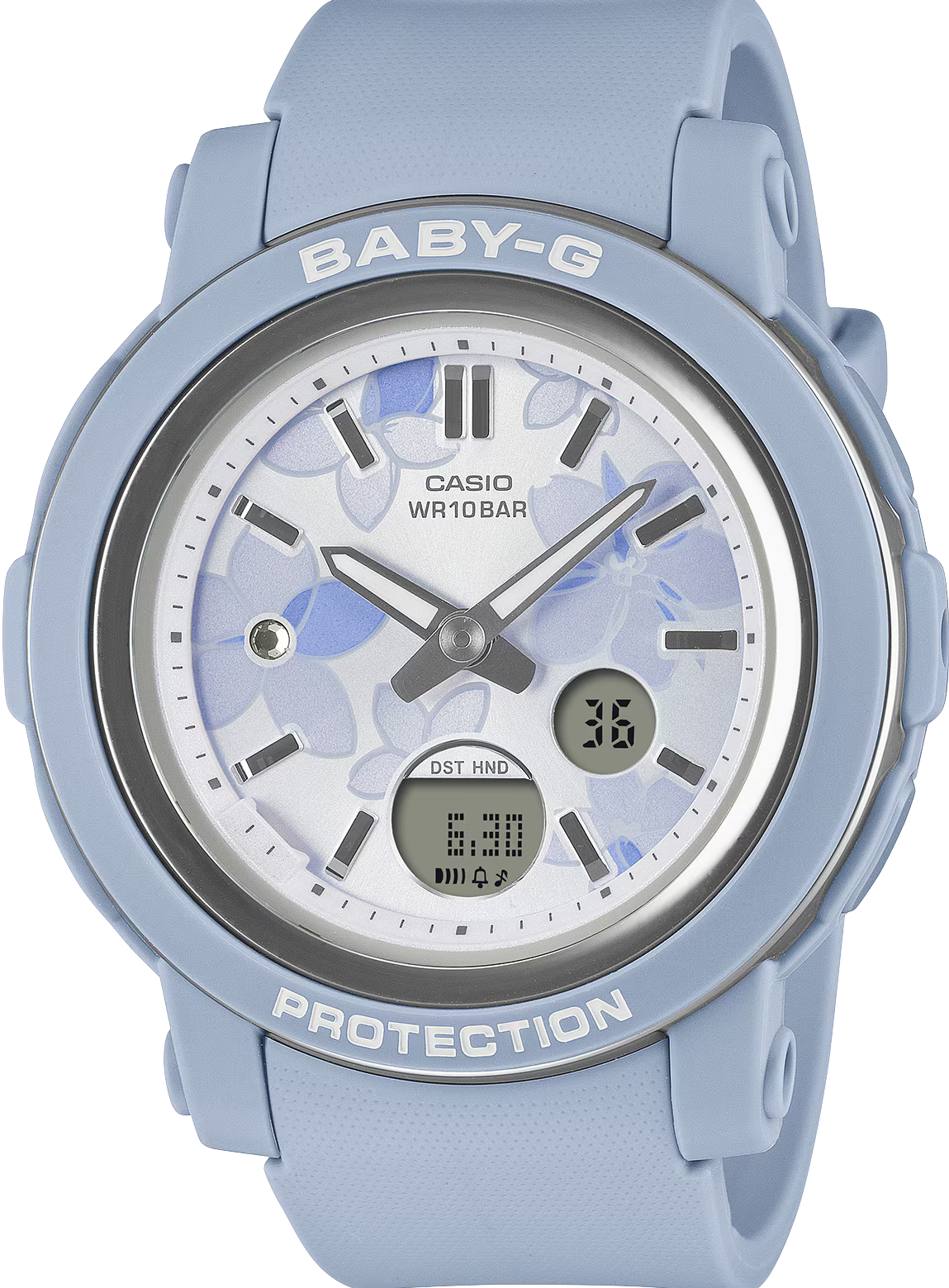 萬年鐘錶 - BABY-G   精緻花卉面盤防震雙顯電子錶 BGA-290FL-2A 錶徑 : 41.5 MM