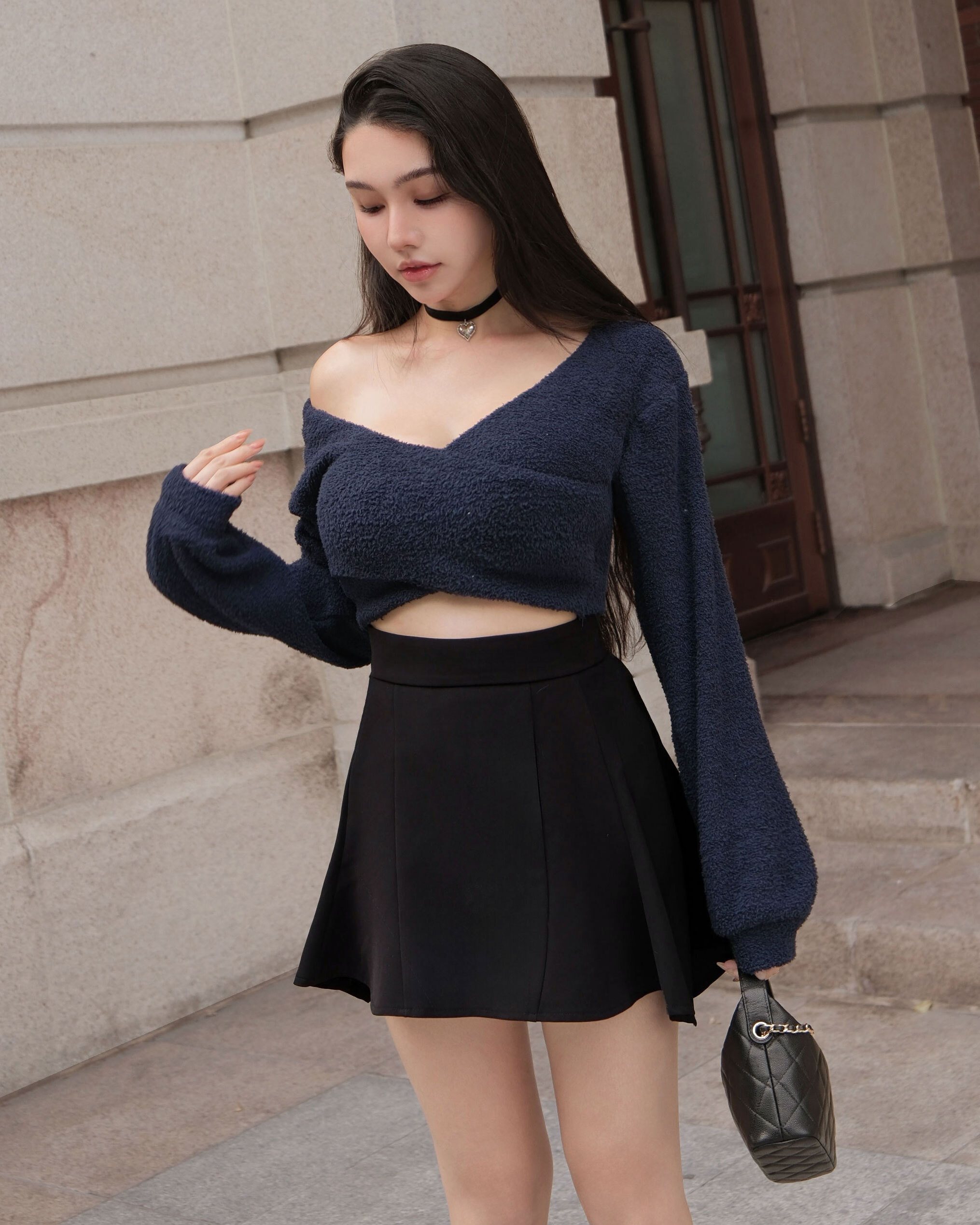 限量-慵懶毛巾布交叉短上衣