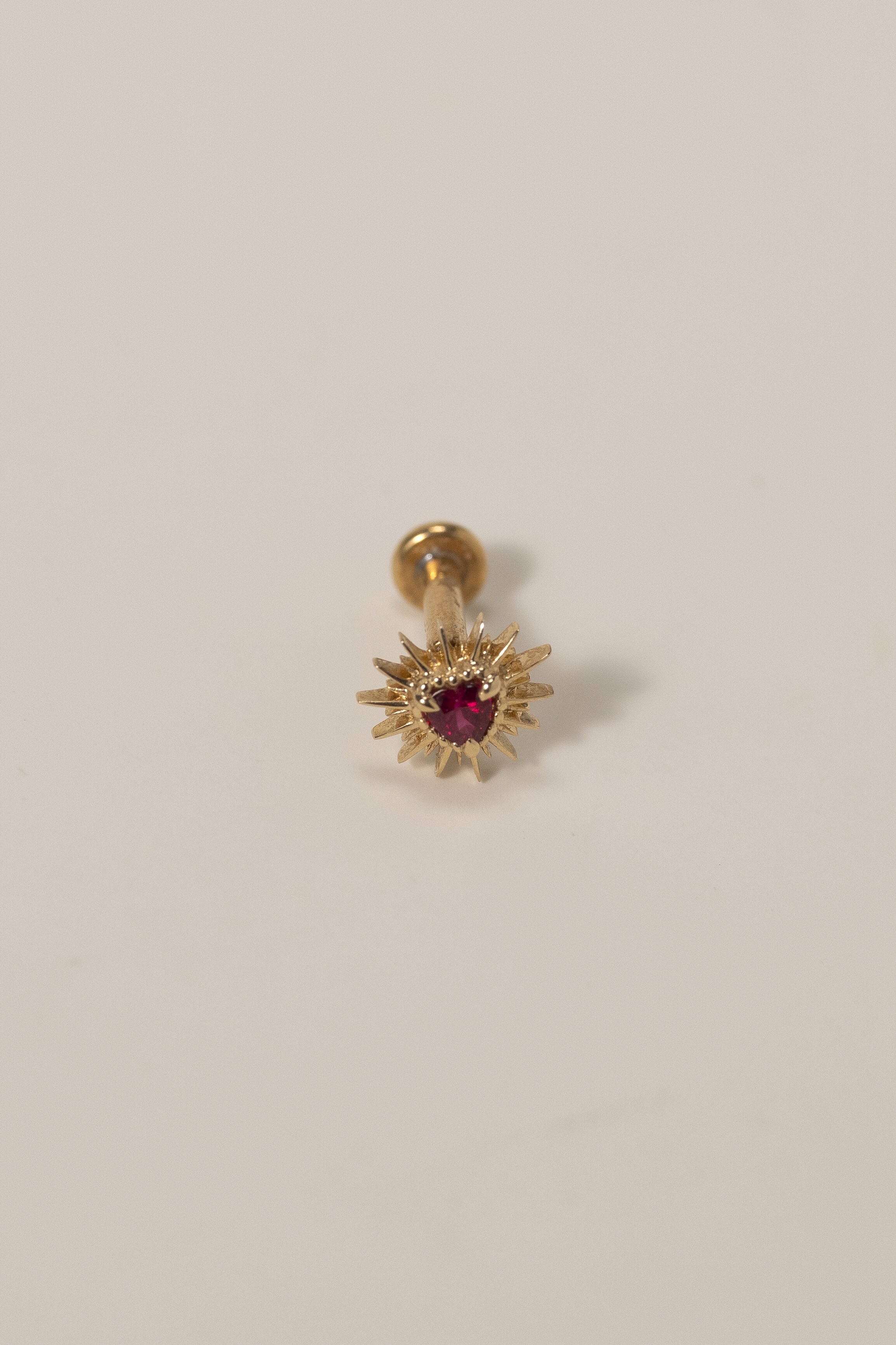 18K Ruby Single pc Earring