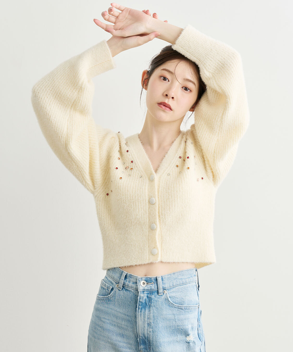 [預購] COCO DEAL 寶石紐扣針織開襟衫