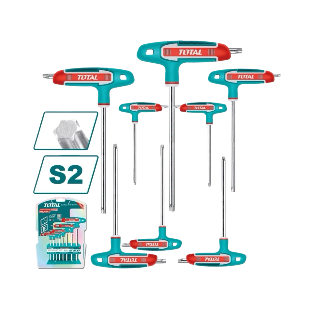 TOTAL  T型六角板手組 球型/星型/內六角 8件組 (附收納座)