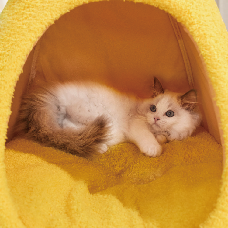 小心貓咪!! 雪糕筒造型保暖窩 (黃色)