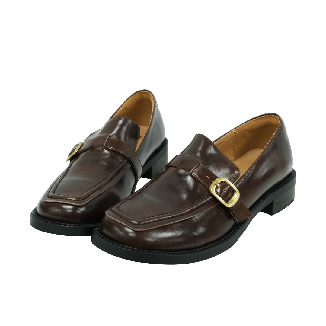 (現+預) 小方頭側釦樂福鞋- 2色