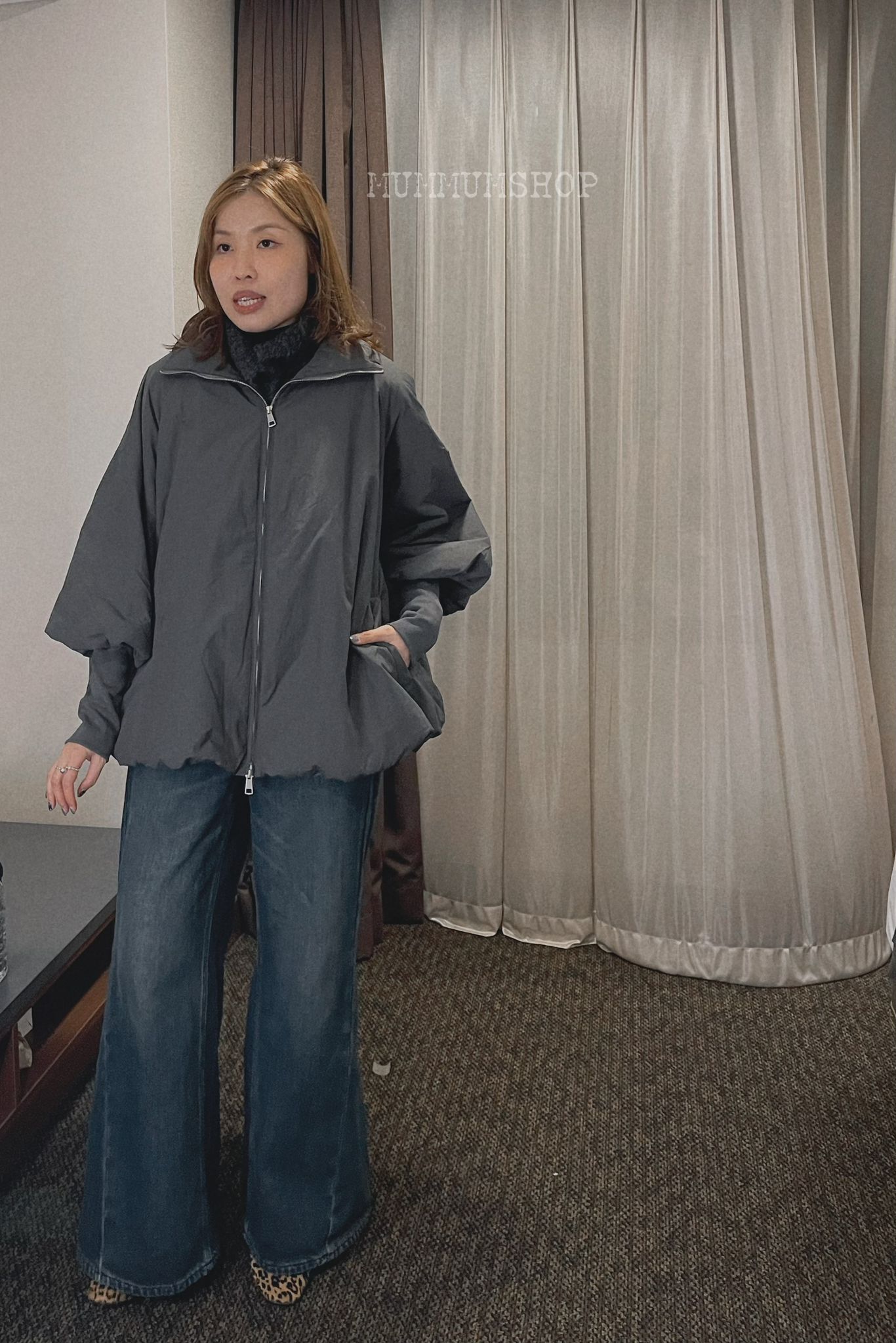 0212917a/高領企鵝手袖厚外套 54/54/27