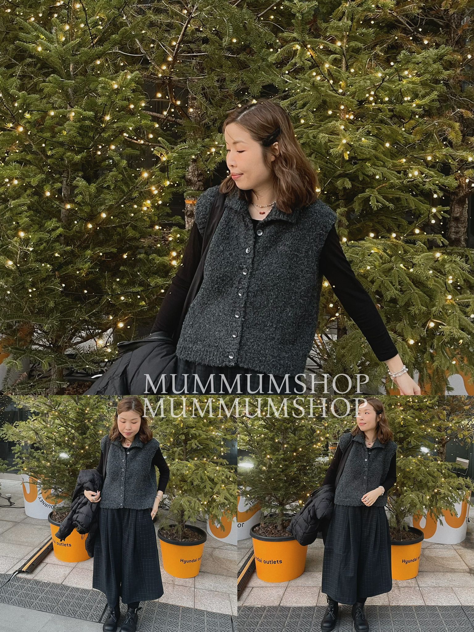 0212913a/毛毛開鈕紐扣背心外套 42/42/21