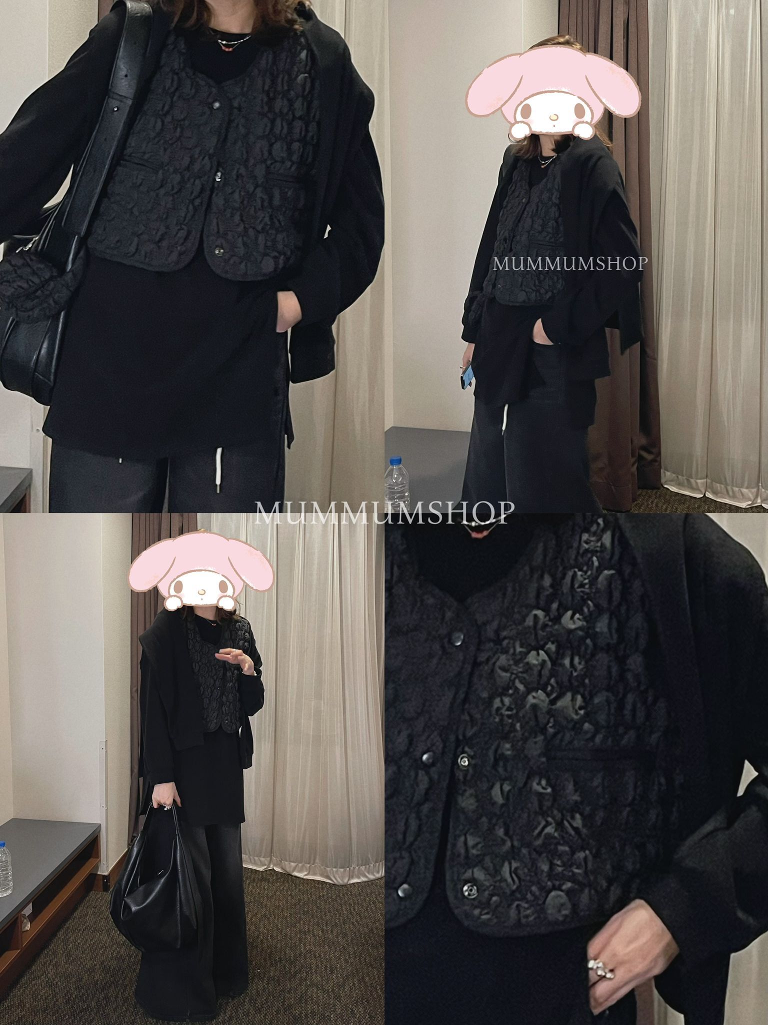 0212991a/泡泡鈕扣短背心外搭 44/42/19