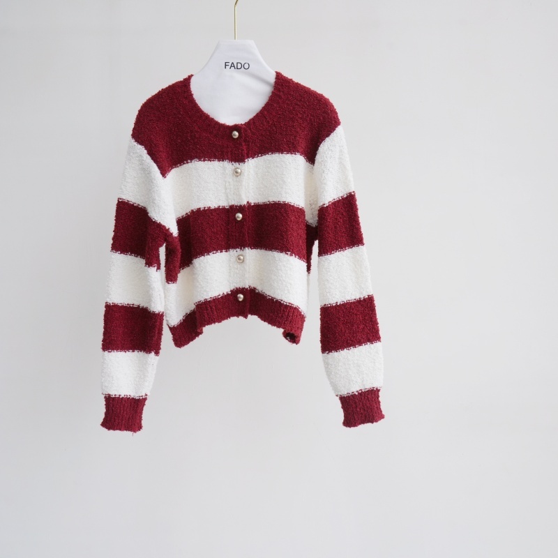 法朵Fado shop｜橫條銅釦針織外套 8124024 三色