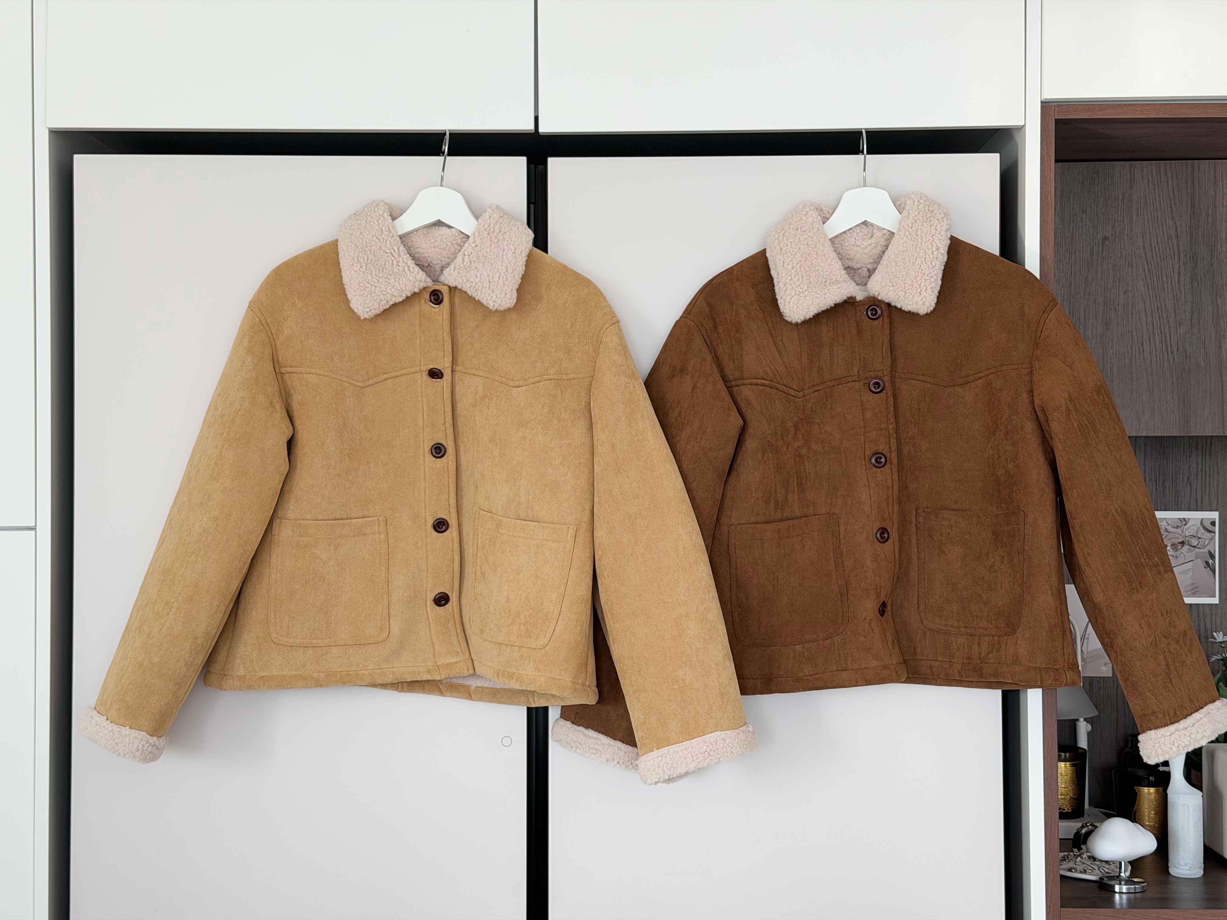 KR387 冬日猄皮羔羊毛大衣-2色