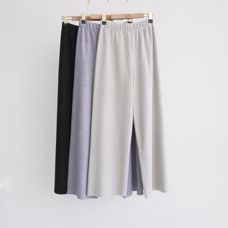 法朵Fado Shop｜鬆緊腰坑條加絨長褲 213A008 三色