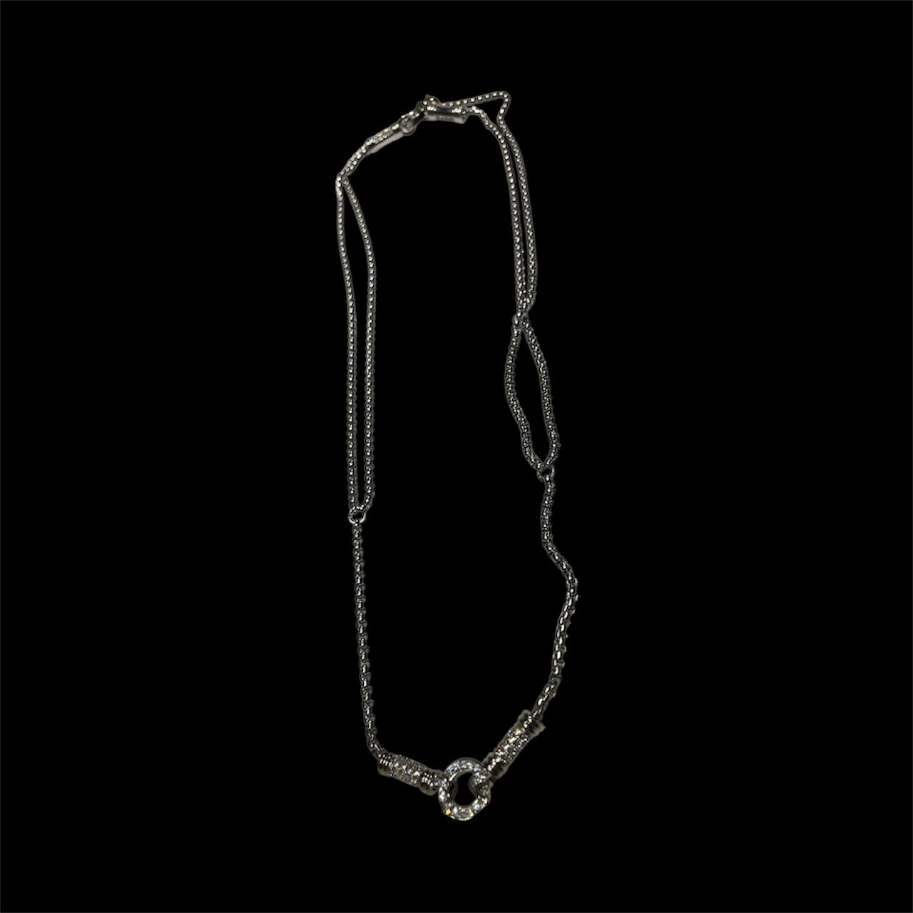 251201 - D48 925銀銀色雙掛盒子頸鏈 （預訂約2星期）