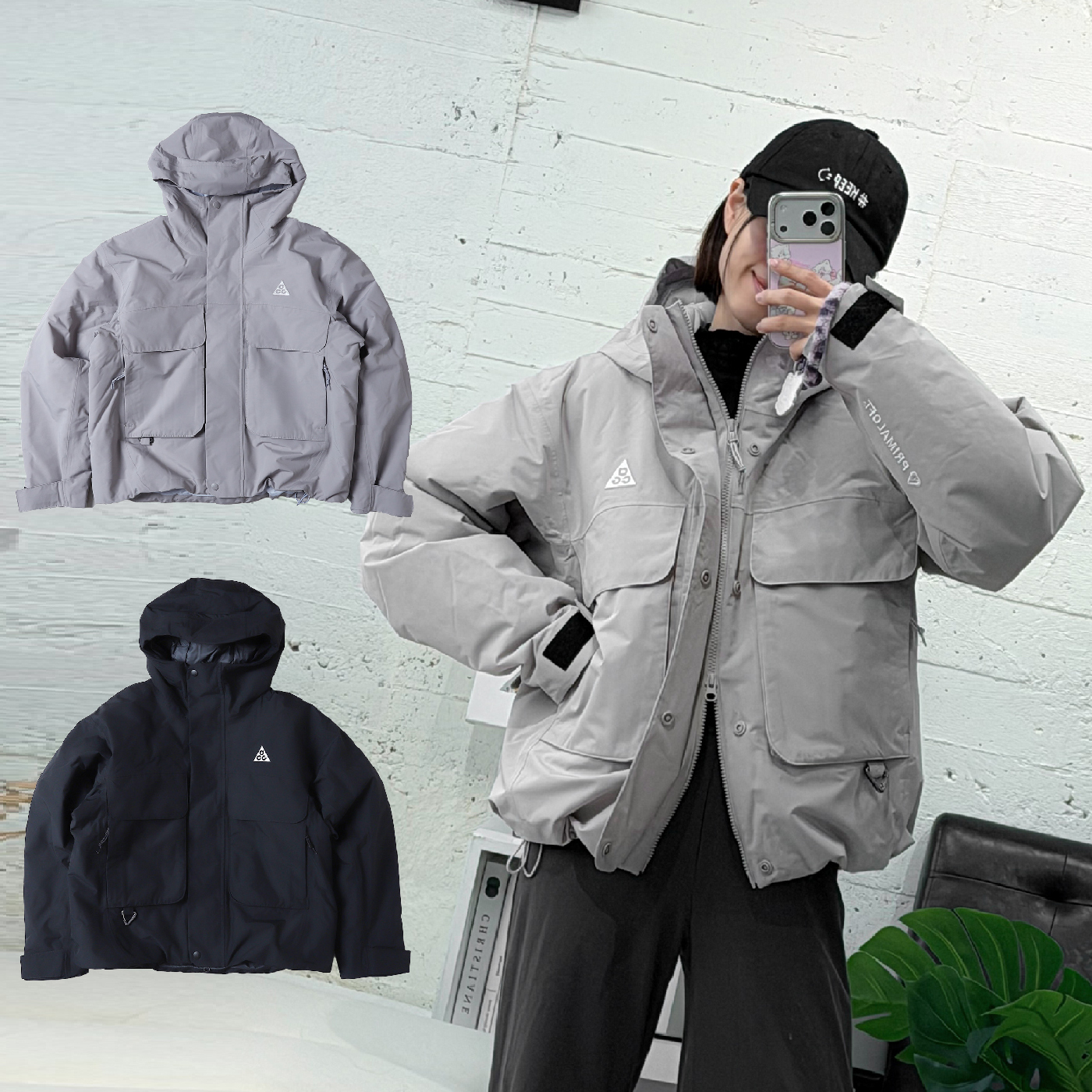 女款 NIKE ACG STORM-FIT 黑 灰 防潑水 防風 雙拉鍊 環扣 保暖 蓬鬆 連帽 外套【FV7328】NKTF