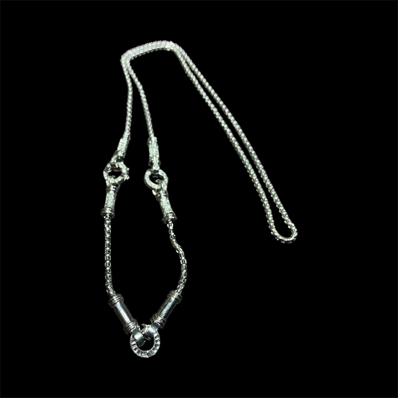 251201 - D49 925銀銀色三掛盒子頸鏈 （預訂約2星期）