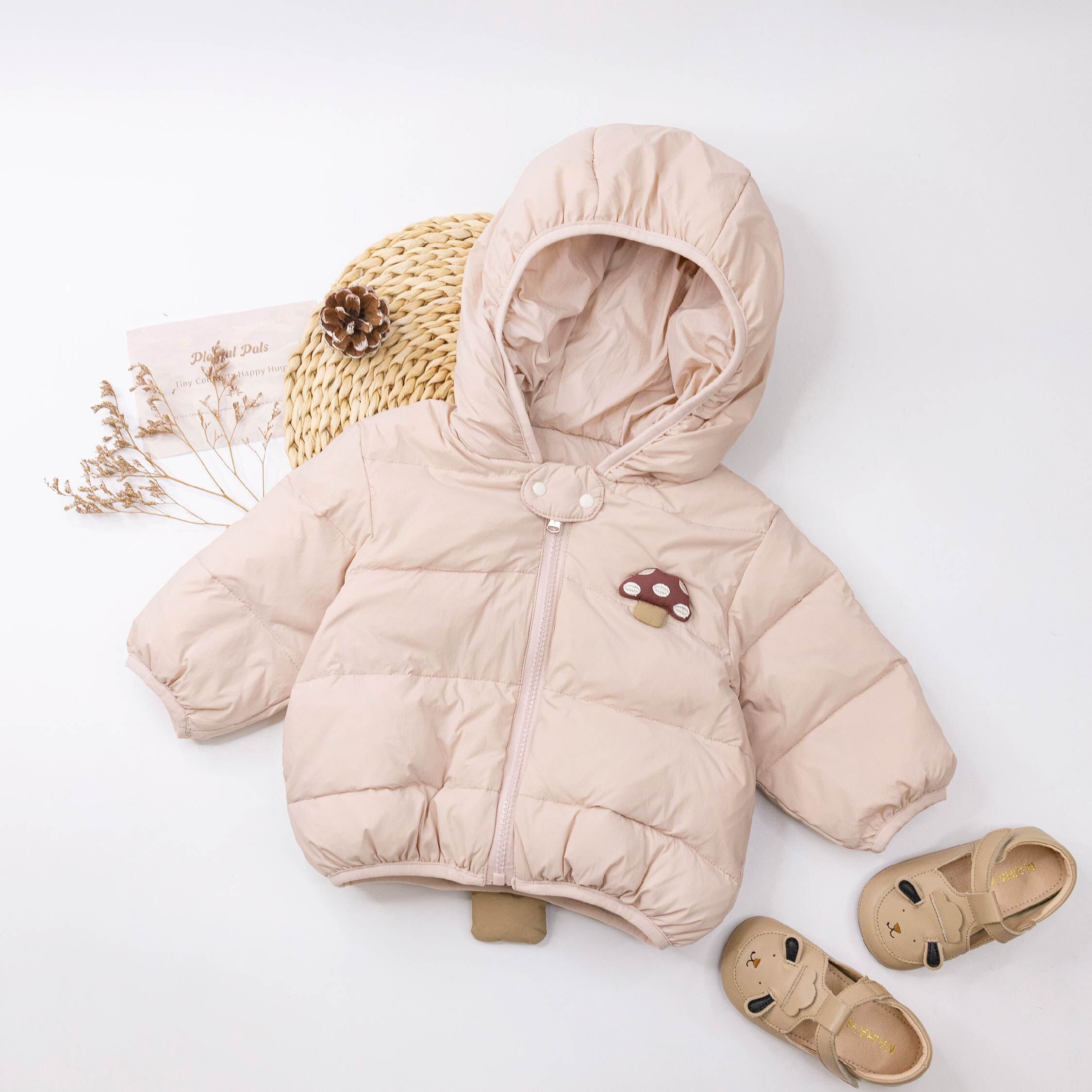 【H55695】可愛蘑菇連帽羽絨外套