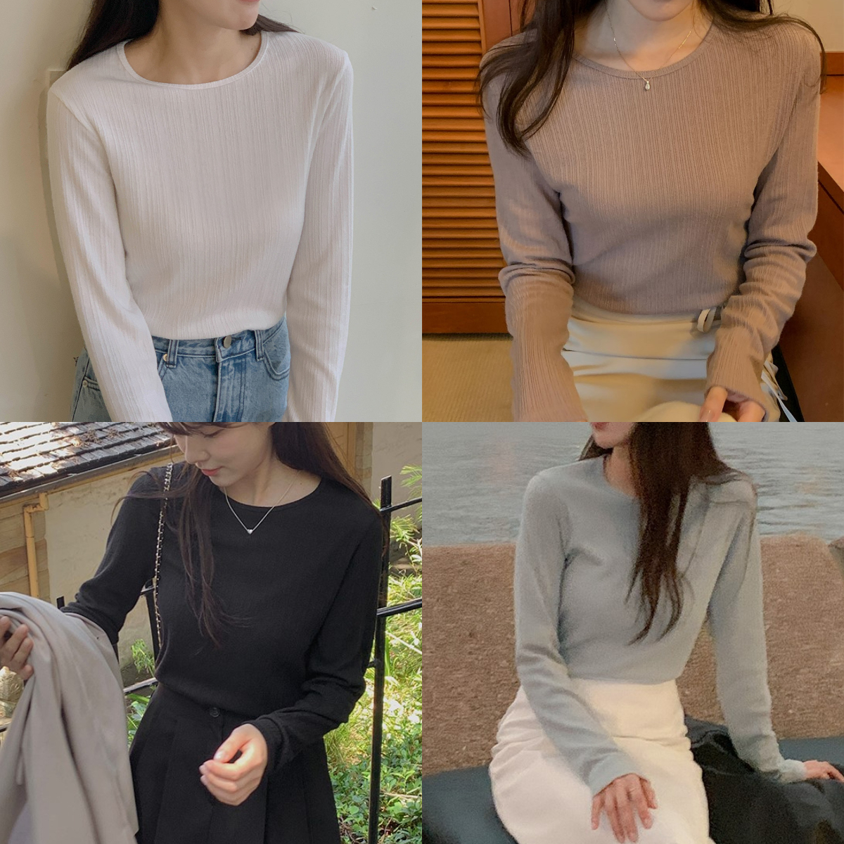 韓國Cherrykoko授權 絲柔細緻圓領修身針織上衣【MADE, CRKO】系列