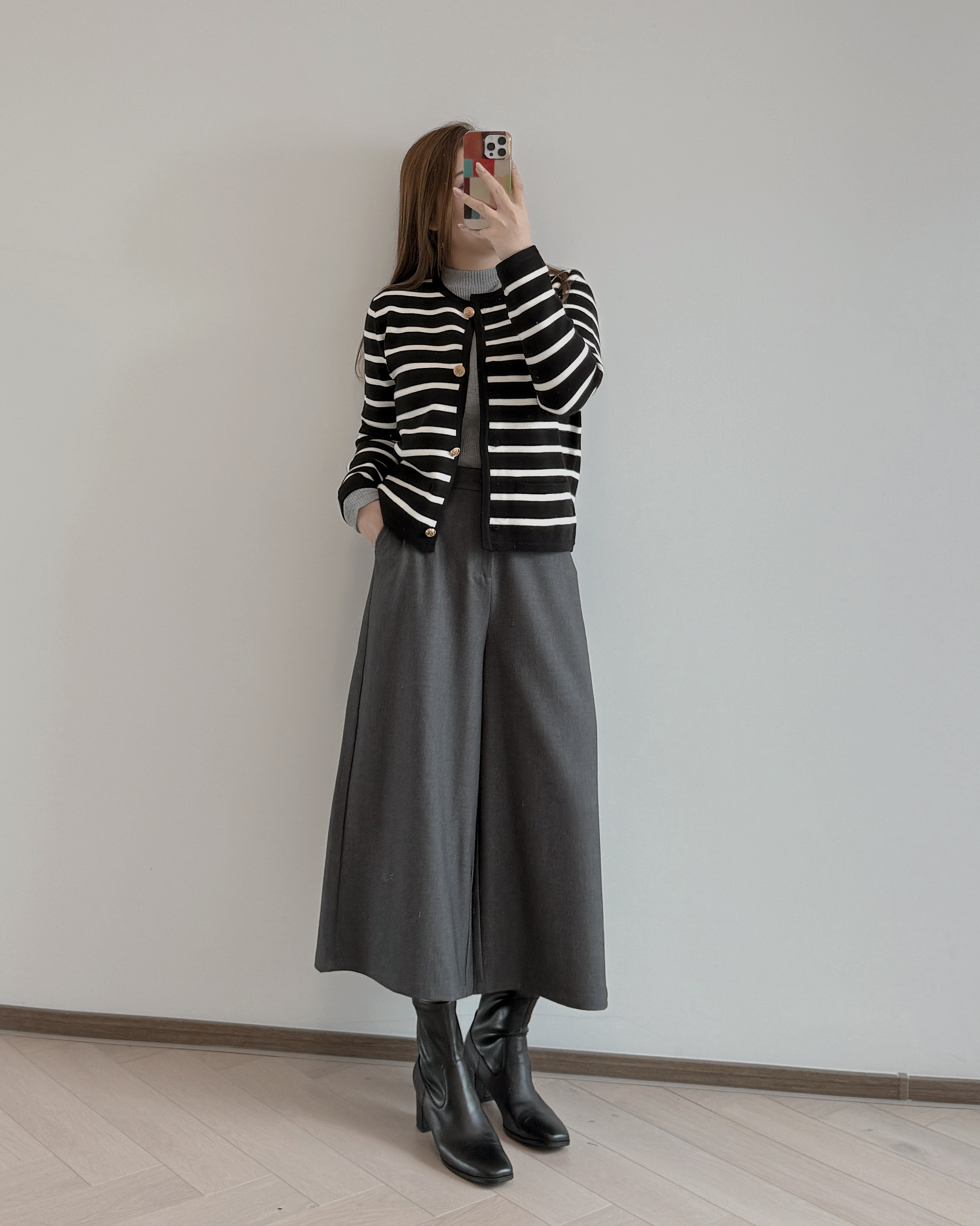 現貨 7283 黑白間簡約風針織外套