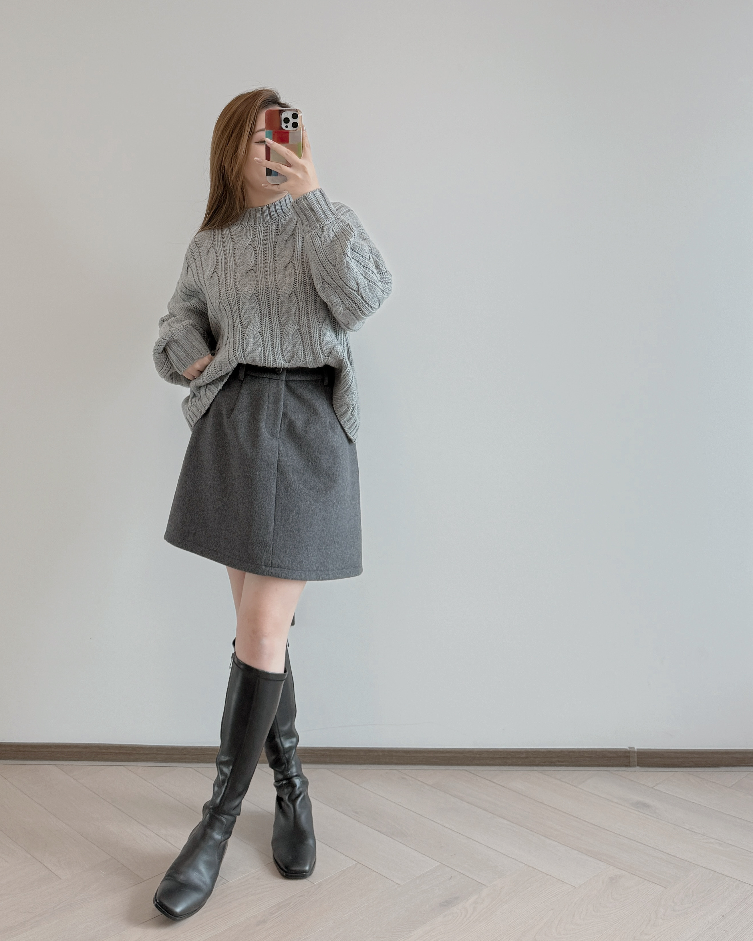 現貨 7320 花灰麻花羊毛冷衫