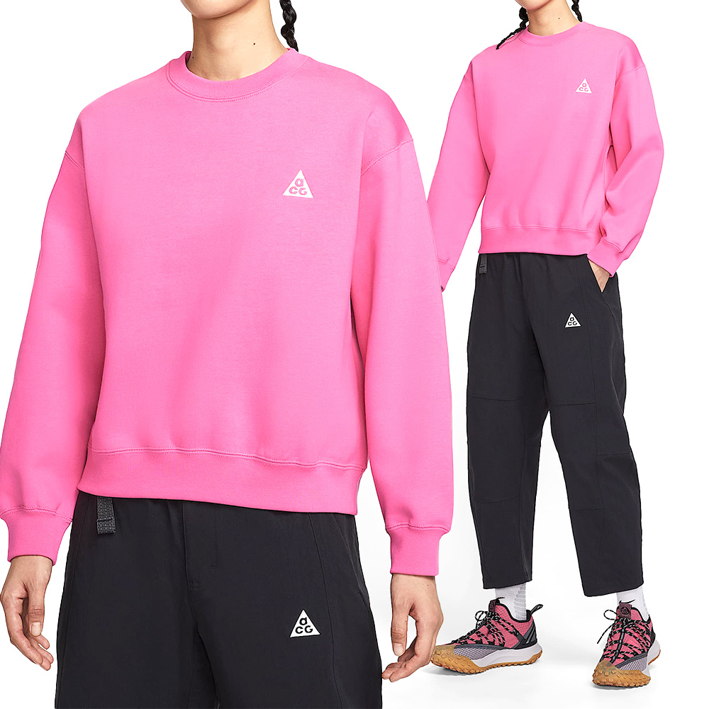 Nike Acg Tf Tuff Fleece Crw 女款 粉色 寬鬆 重磅 刷毛 大學T 長袖 IH0716-684