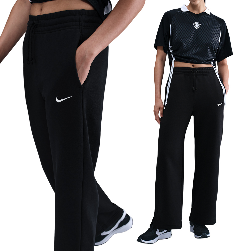 Nike Phnx Flc Hr Pant Wid 女款 黑色 高腰 刷毛 寬褲 長褲 IH1012-010