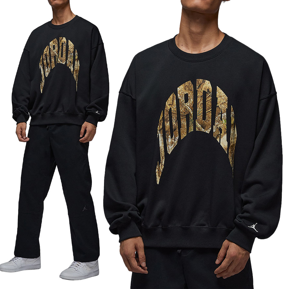 Nike J Brk Rlt Gfx Crew Lb 男款 黑色 喬丹 印花 大學T 長袖 IM6305-010