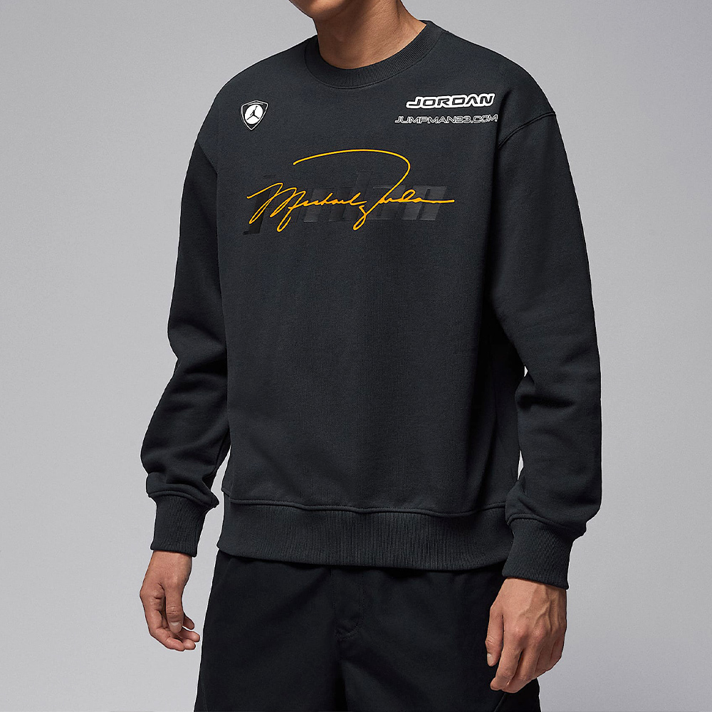 Nike J Flc Crew Street Brat Gc 男款 黑灰色 印花 大學T 長袖 IM9710-045