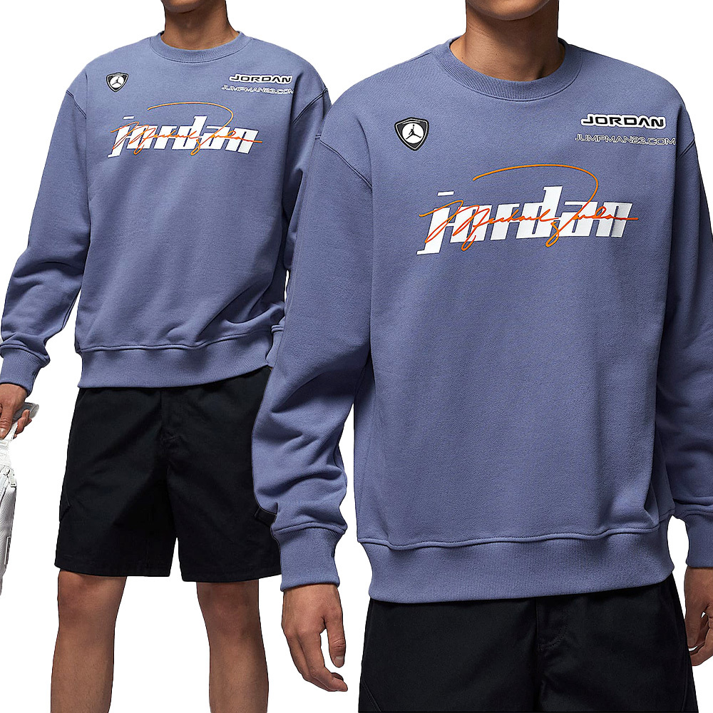 Nike J Flc Crew Street Brat Gc 男款 藍紫色 印花 大學T 長袖 IM9710-499