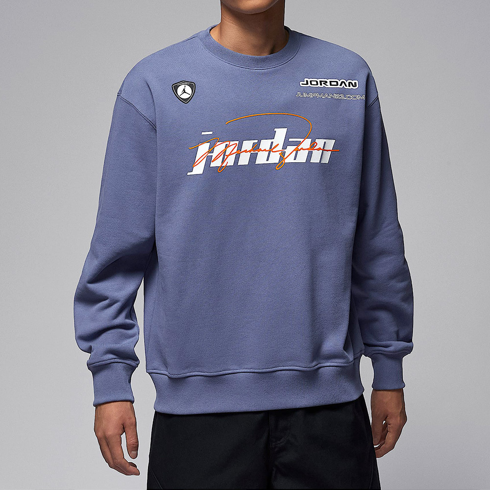 Nike J Flc Crew Street Brat Gc 男款 藍紫色 印花 大學T 長袖 IM9710-499