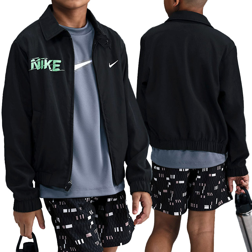 Nike Rpl Athl Jkt Gcel 大童 童裝 黑色 翻領 拉鍊 外套 IO0249-010