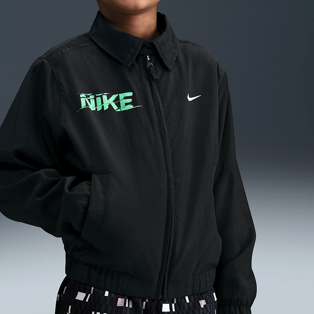 Nike Rpl Athl Jkt Gcel 大童 童裝 黑色 翻領 拉鍊 外套 IO0249-010