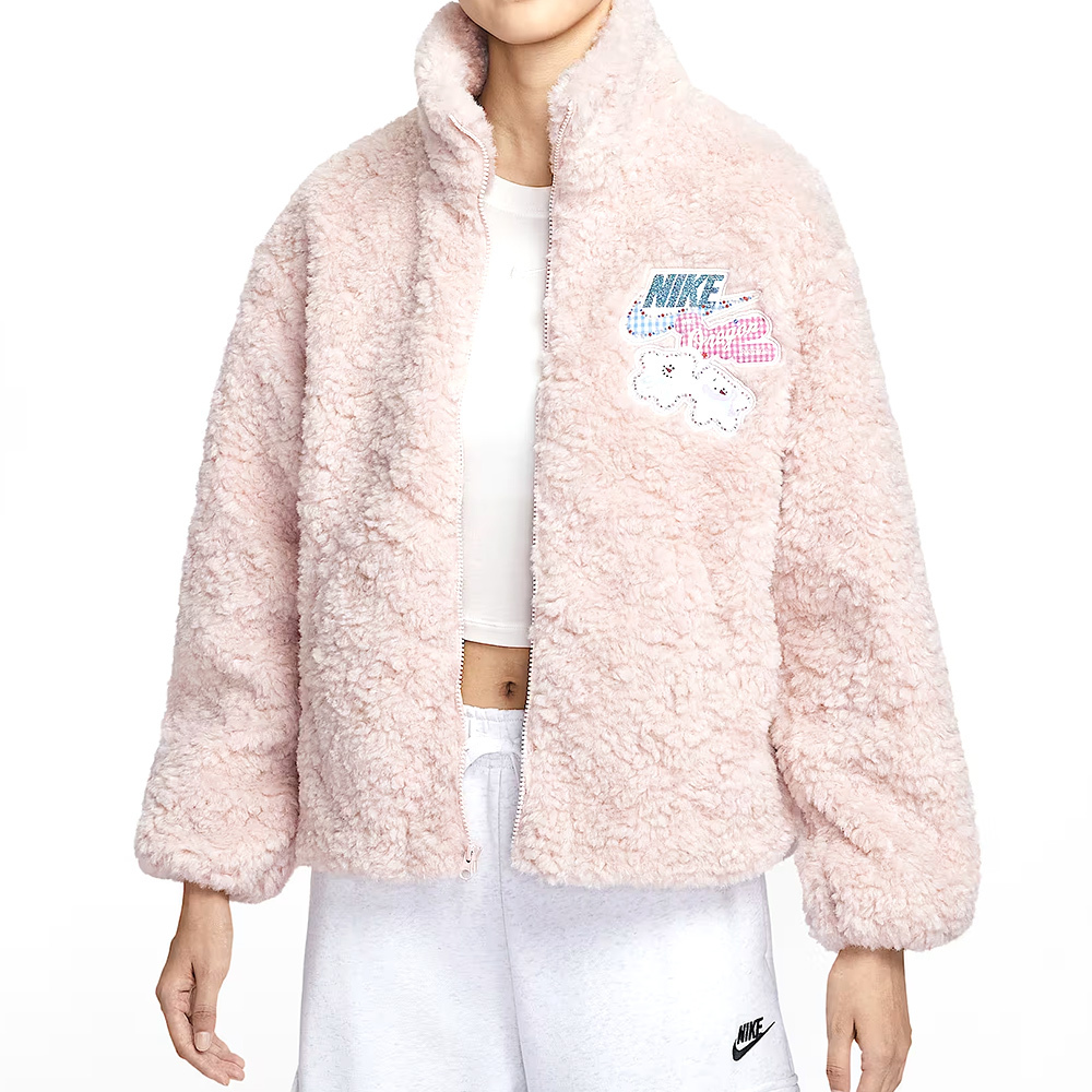 Nike Fx Jkt Sherpa Gcel 女款 粉色 仿羊羔絨 寬鬆 立領 外套 IO0488-667