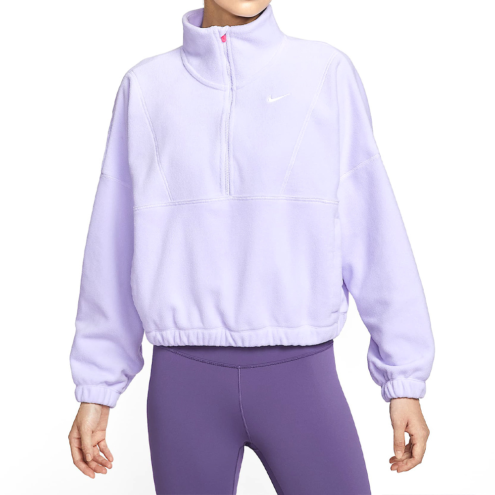 Nike One Tf Hz Top Polar Gc 女款 紫色 短版 立領 半開襟 長袖 IO0254-547