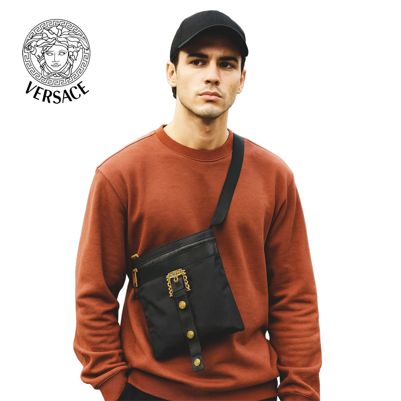 【Versace 凡賽斯】VRS-C009-4 黑底 復古 金邊 斜跨包