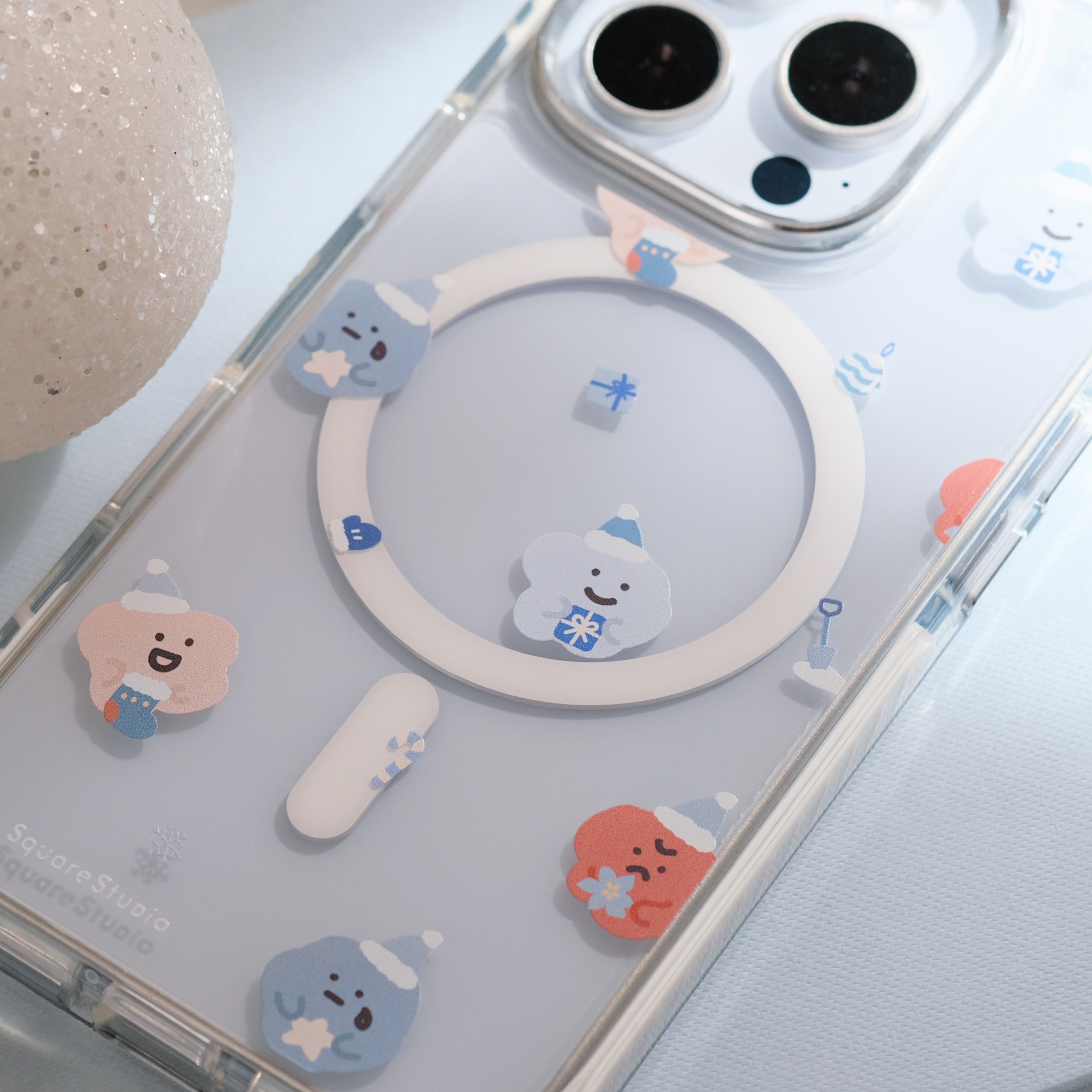 心情磁吸手機殼 藍色聖誕