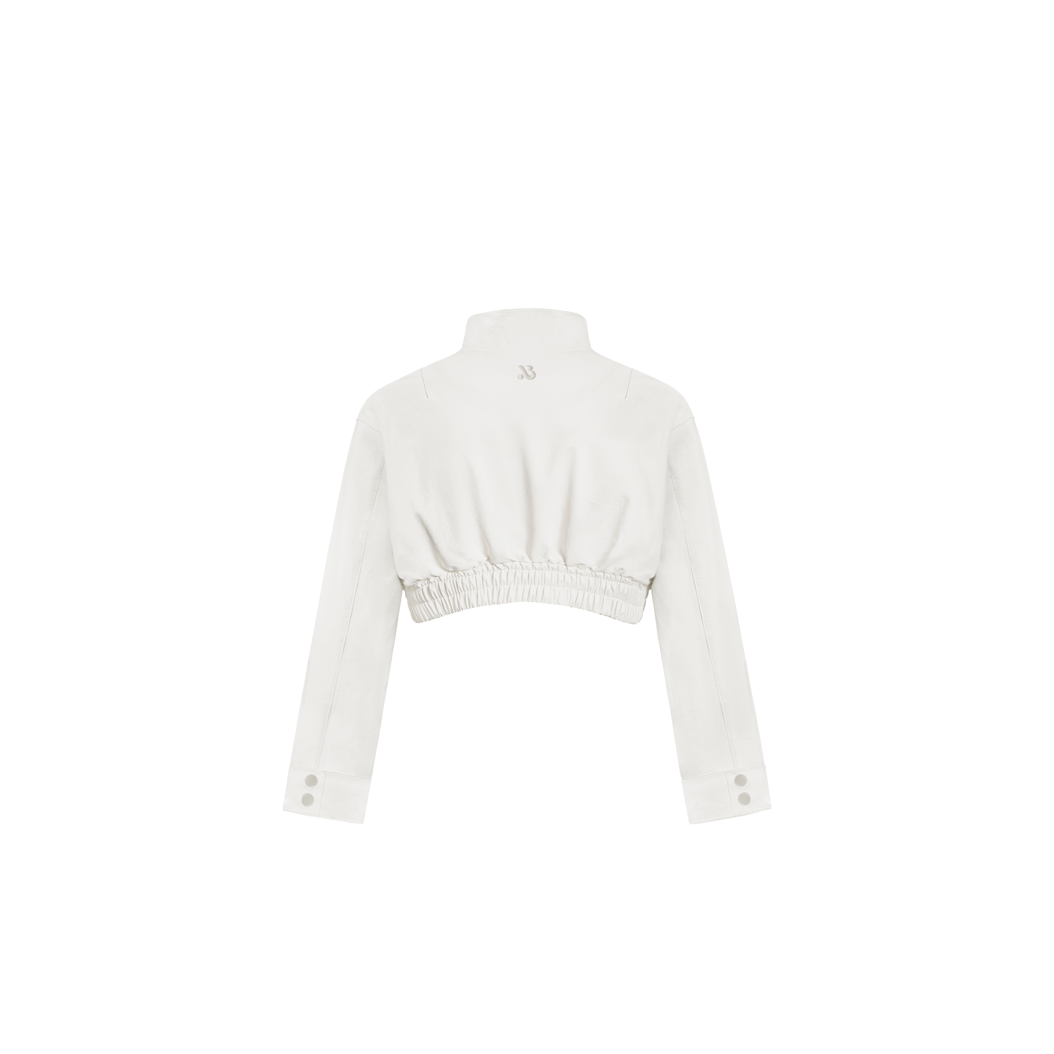 奶油短版皮革外套