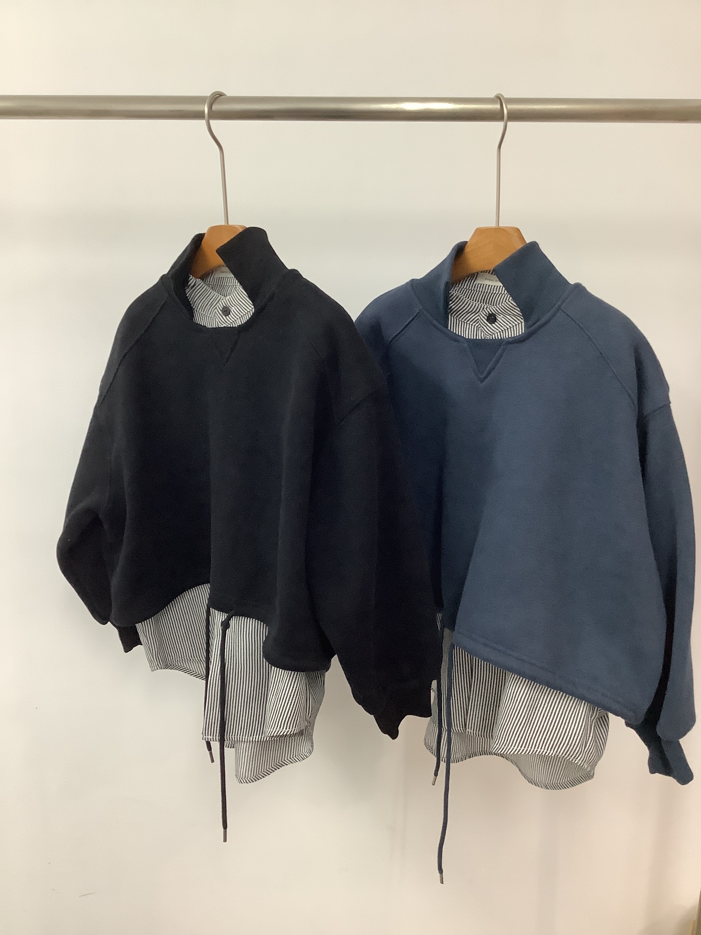 A03775假兩件加絨襯衫