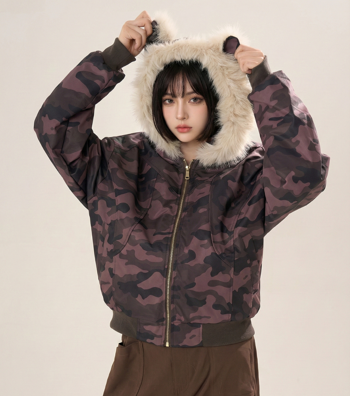 毛內裏拉鍊外套