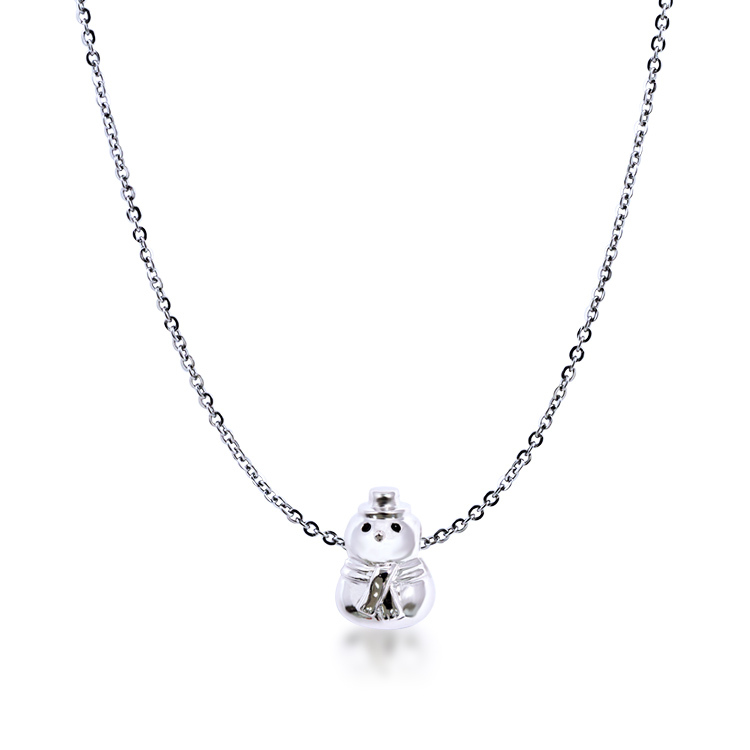 925純銀「snowman 雪人」珠墜+贈白鋼項鍊-SNP0050